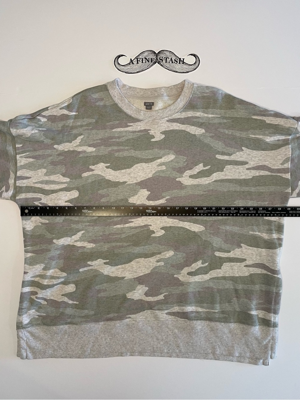 Aerie Womens XXL Gray Green Camo Crewneck Fleece Pullover Sweatshirt Relaxed
